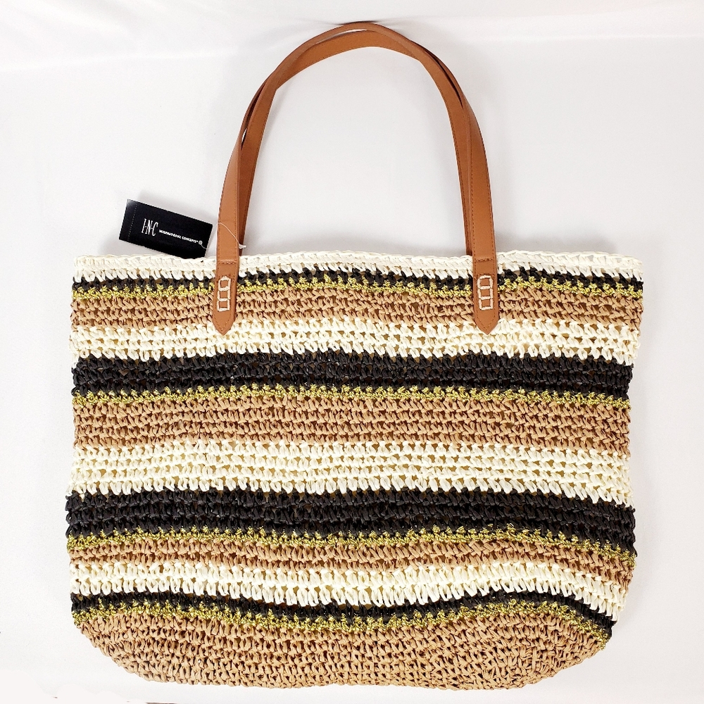 INC International Tropical Straw Tote